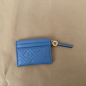 Tory Burch Quilted Blue Card Wallet